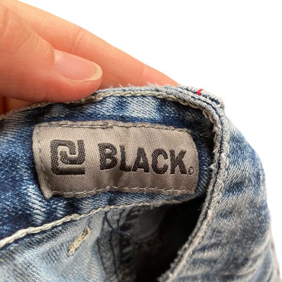 Womens Black Denim Mid Wash Faded Western Cowgirl Low Rise Boot Cut Jeans 30 - Picture 14 of 15